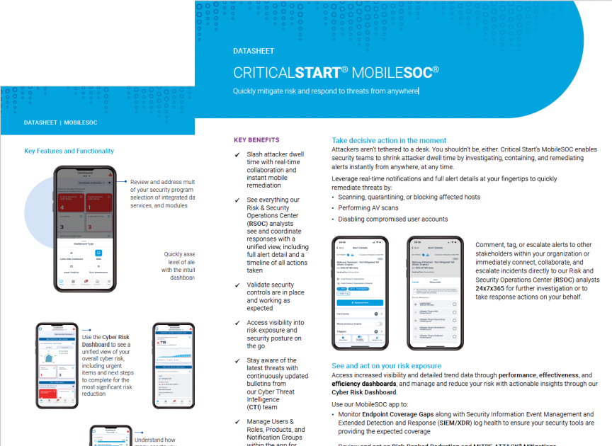 Critical Start MobileSOC Datasheet cover
